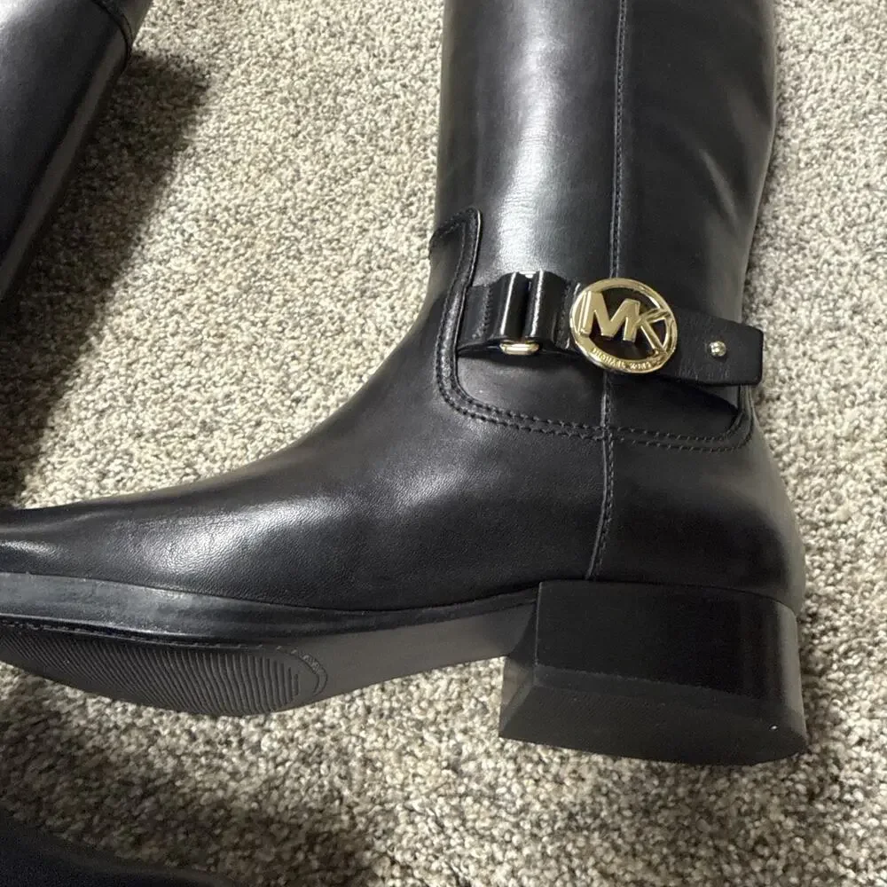 Michael Kors Harland Knee High Riding Boots‎ Black Leather 5M NWB